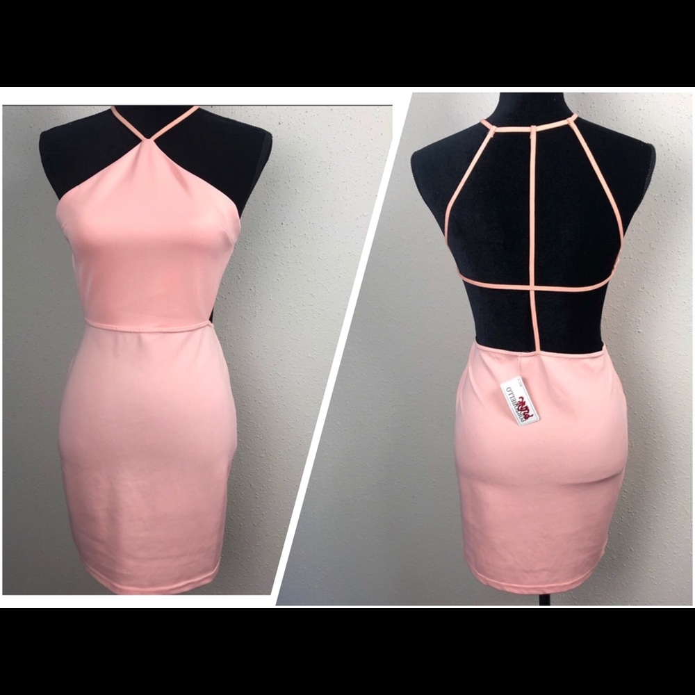 NWT coral strappy cut out back sexy party dress